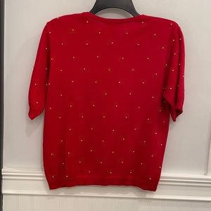 Adele Joyce Red Beaded Knit Blouse